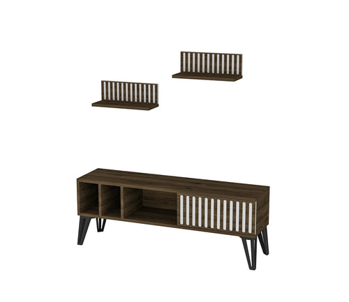 Set mobili soggiorno Malen Noce, 3 pezzi