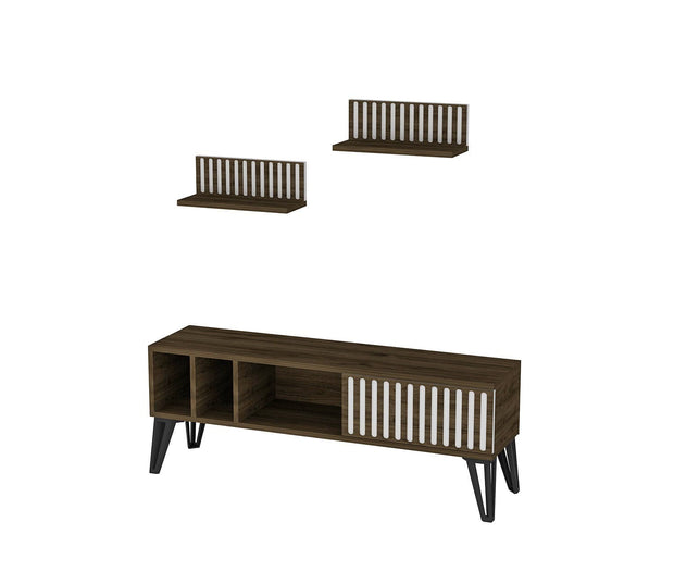 Set mobili soggiorno Malen Noce, 3 pezzi