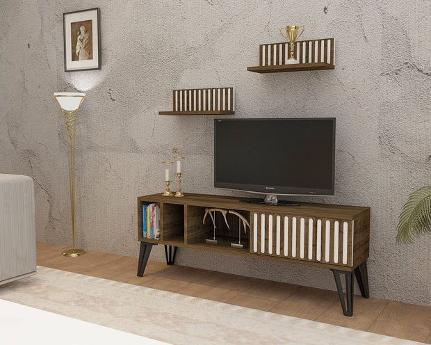 Set mobili soggiorno Malen Noce, 3 pezzi (2)