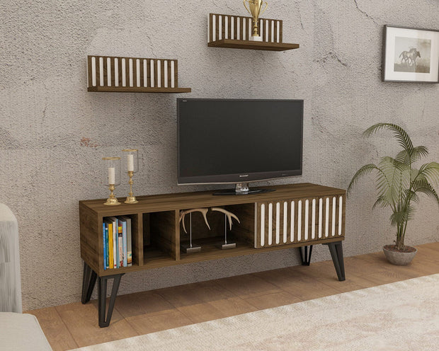 Set mobili soggiorno Malen Noce, 3 pezzi (3)