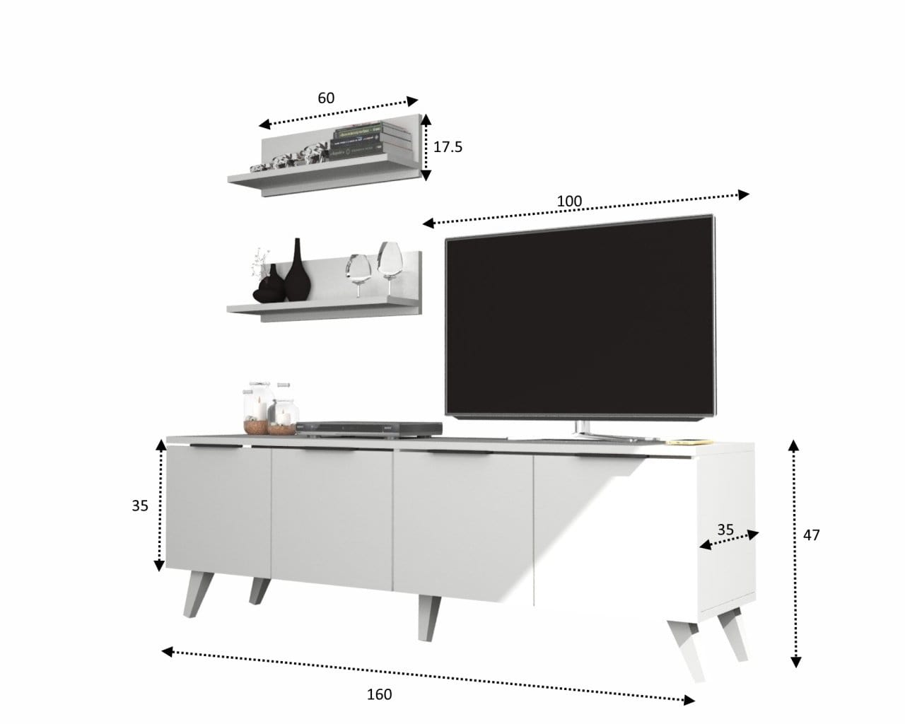 Set mobili soggiorno Mast Bianco, 3 pezzi (3)