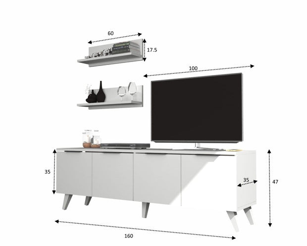 Set mobili soggiorno Mast Bianco, 3 pezzi (3)