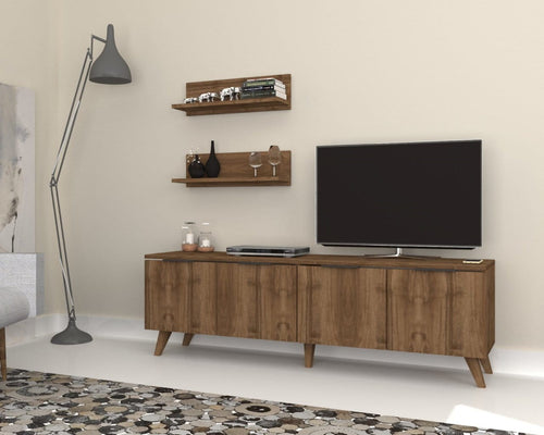 Set mobili soggiorno Mast Noce, 3 pezzi