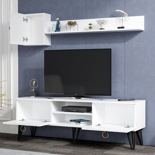 Set mobili soggiorno Tanjant Bianco e Nero, 3 pezzi (1)