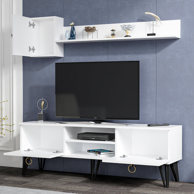 Set mobili soggiorno Tanjant Bianco e Nero, 3 pezzi (1)