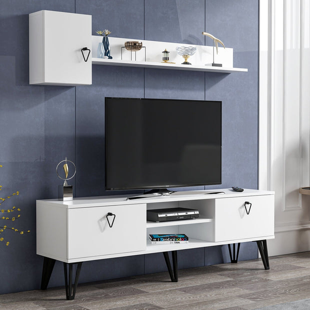 Set mobili soggiorno Tanjant Bianco e Nero, 3 pezzi (2)