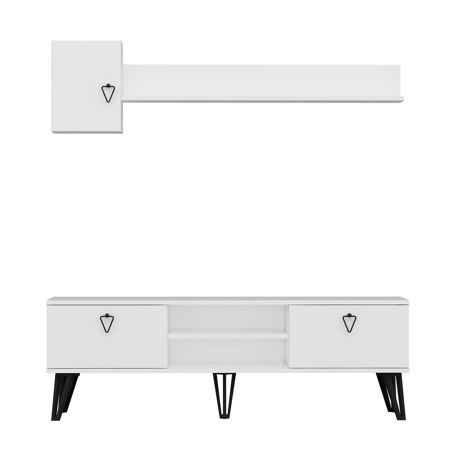 Set mobili soggiorno Tanjant Bianco e Nero, 3 pezzi (3)