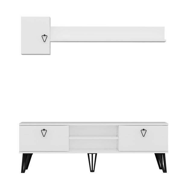 Set mobili soggiorno Tanjant Bianco e Nero, 3 pezzi (3)