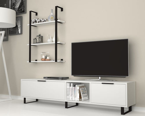 Set mobili soggiorno Zeon Grande Bianco, 2 pezzi