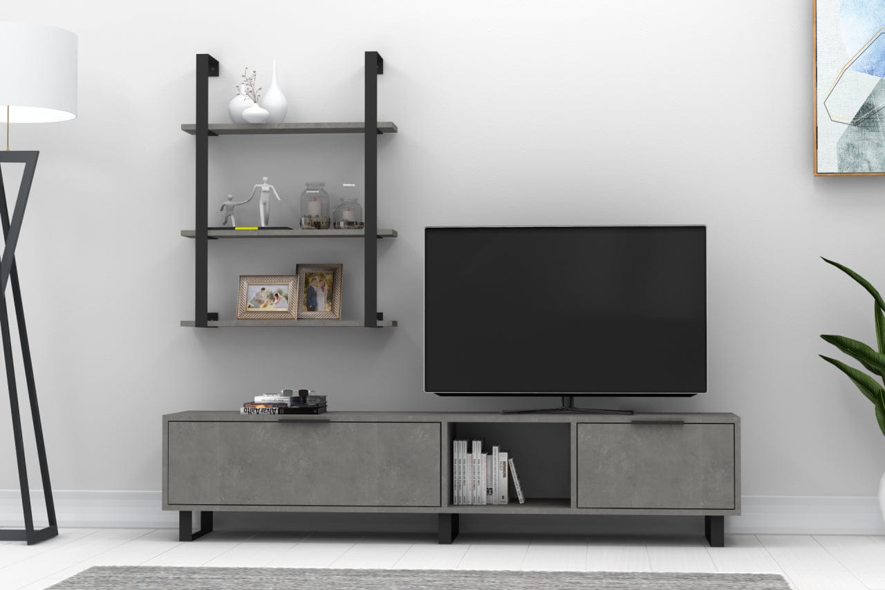 Set mobili soggiorno Zeon Grande Grigio, 2 pezzi