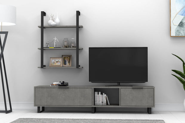 Set mobili soggiorno Zeon Grande Grigio, 2 pezzi