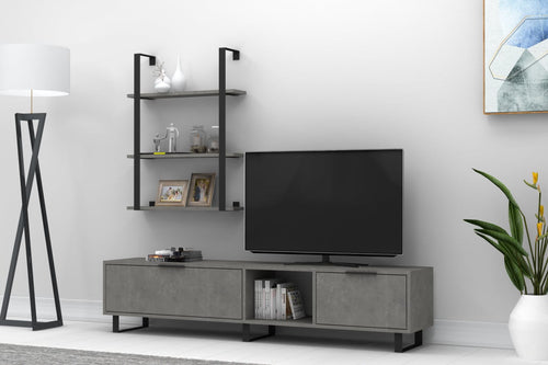 Set mobili soggiorno Zeon Grande Grigio, 2 pezzi (1)