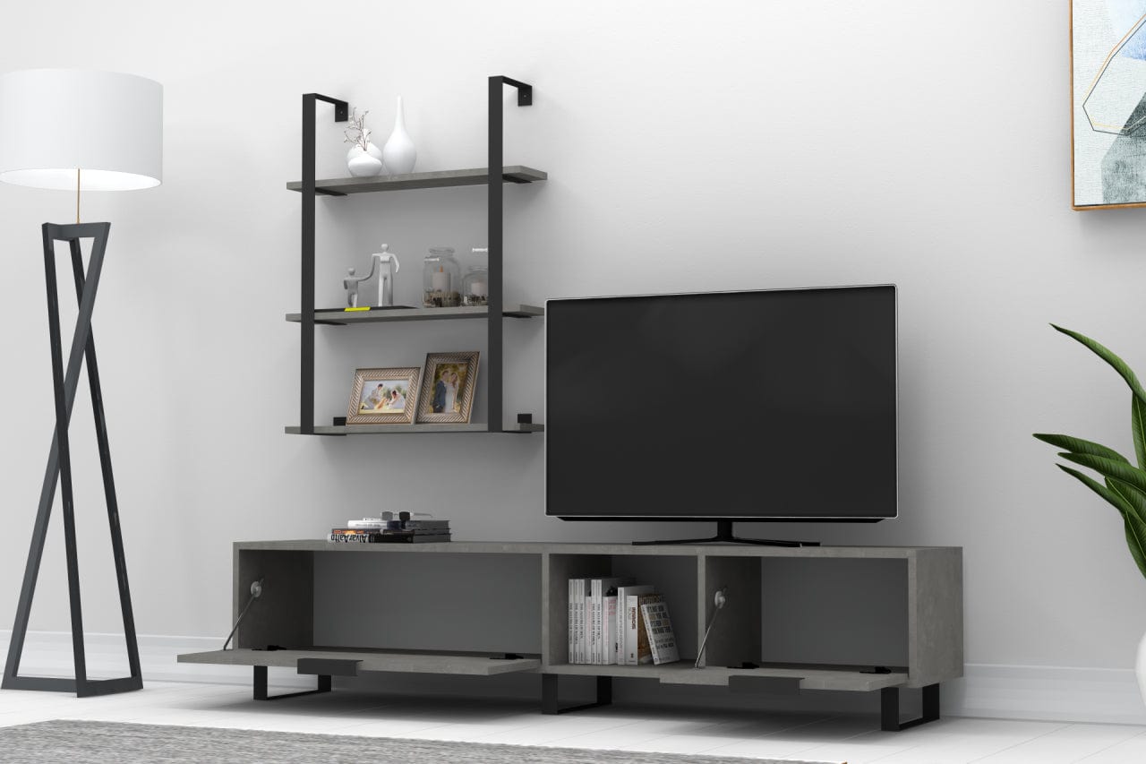 Set mobili soggiorno Zeon Grande Grigio, 2 pezzi (2)