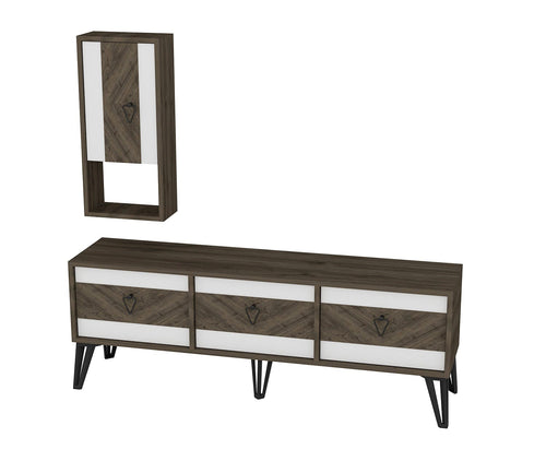Set mobili soggiorno Zeon Piccola Noce, 2 pezzi