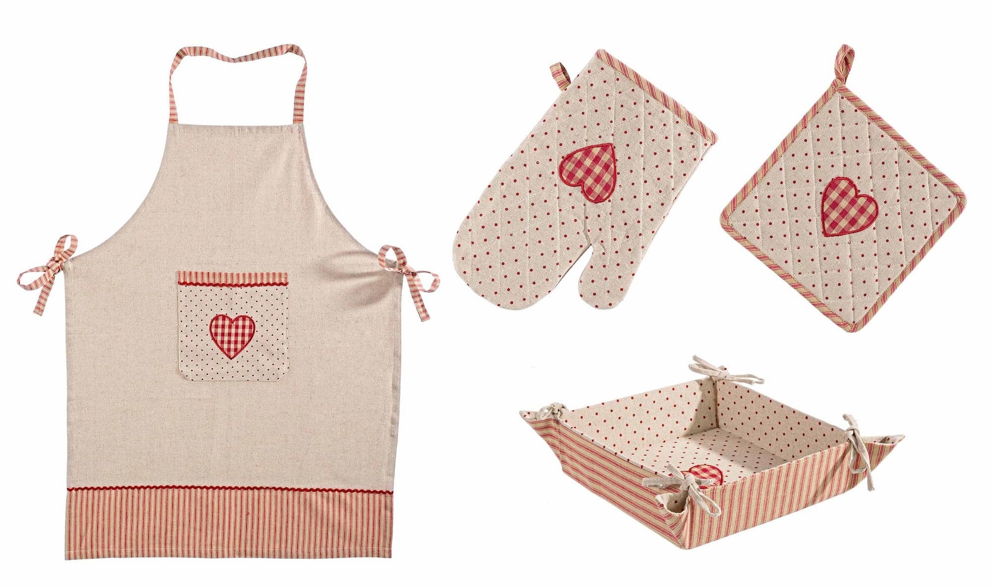 Bizzotto Set tessile da cucina, 4 pezzi Anna Rosso