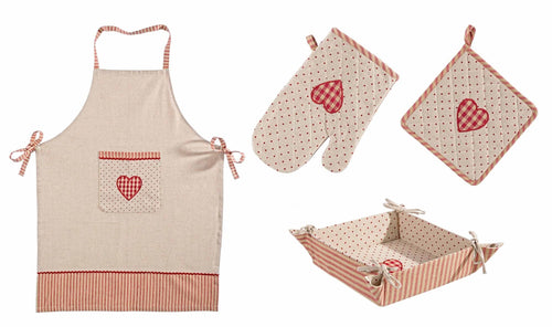 Bizzotto Set tessile da cucina, 4 pezzi Anna Rosso