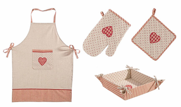 Bizzotto Set tessile da cucina, 4 pezzi Anna Rosso