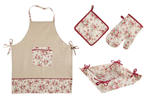 Bizzotto Set tessile da cucina, 4 pezzi Lady Rose Multicolore