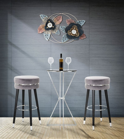 Sgabello Bar Paris Grigio/Silver cm Ø 35x74 (1)