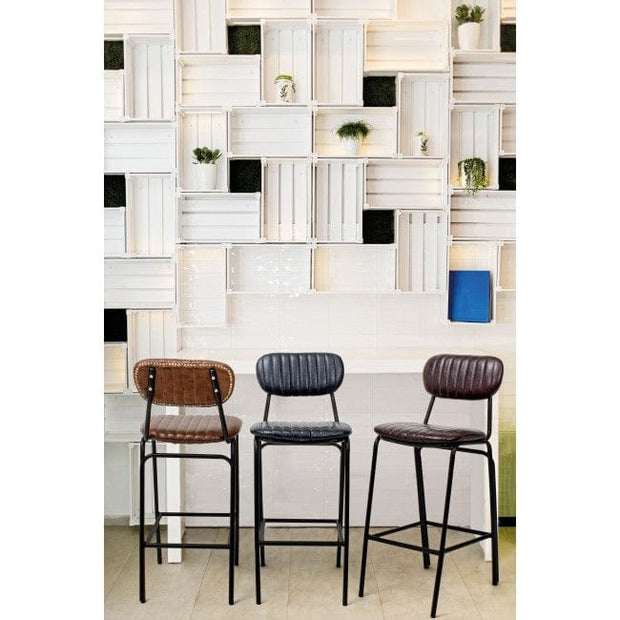 Bizzotto Sgabello da bar in ecopelle Debbie Vintage Blu