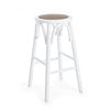 Bizzotto Sgabello da bar in legno e rattan Circle Bianco
