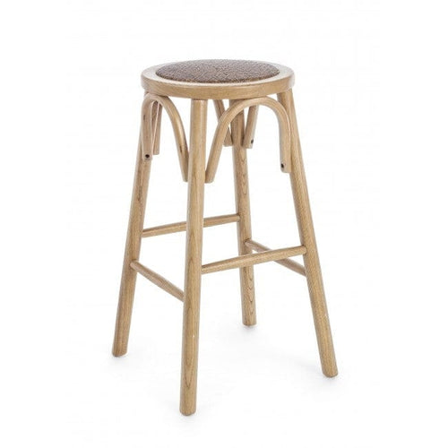 Bizzotto Sgabello da bar in legno e rattan Circle Naturale