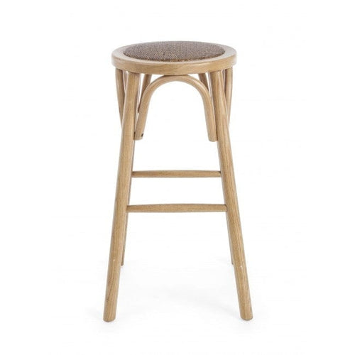 Bizzotto Sgabello da bar in legno e rattan Circle Naturale