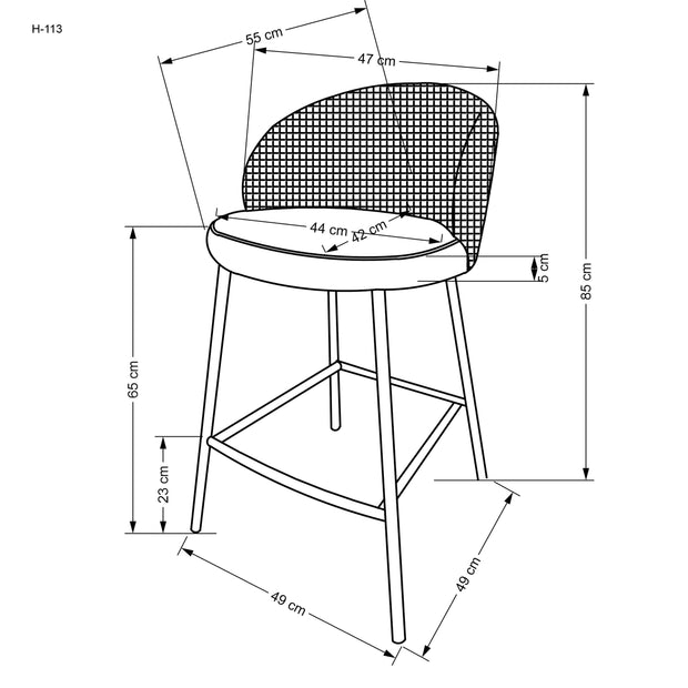 Halmar Sgabello da bar in velluto H113 Nero