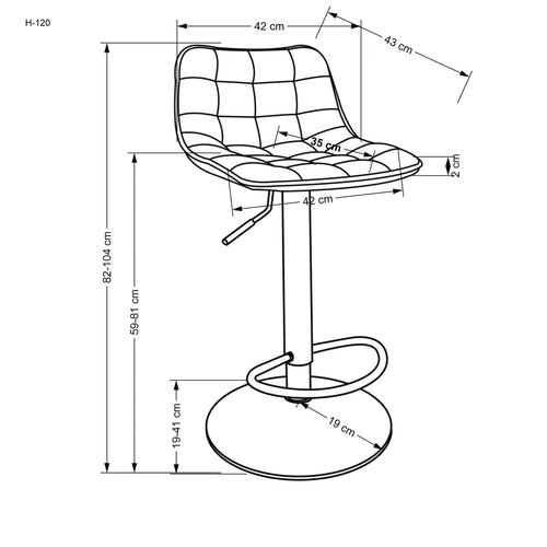 Halmar Sgabello da bar in velluto H120 Grigio