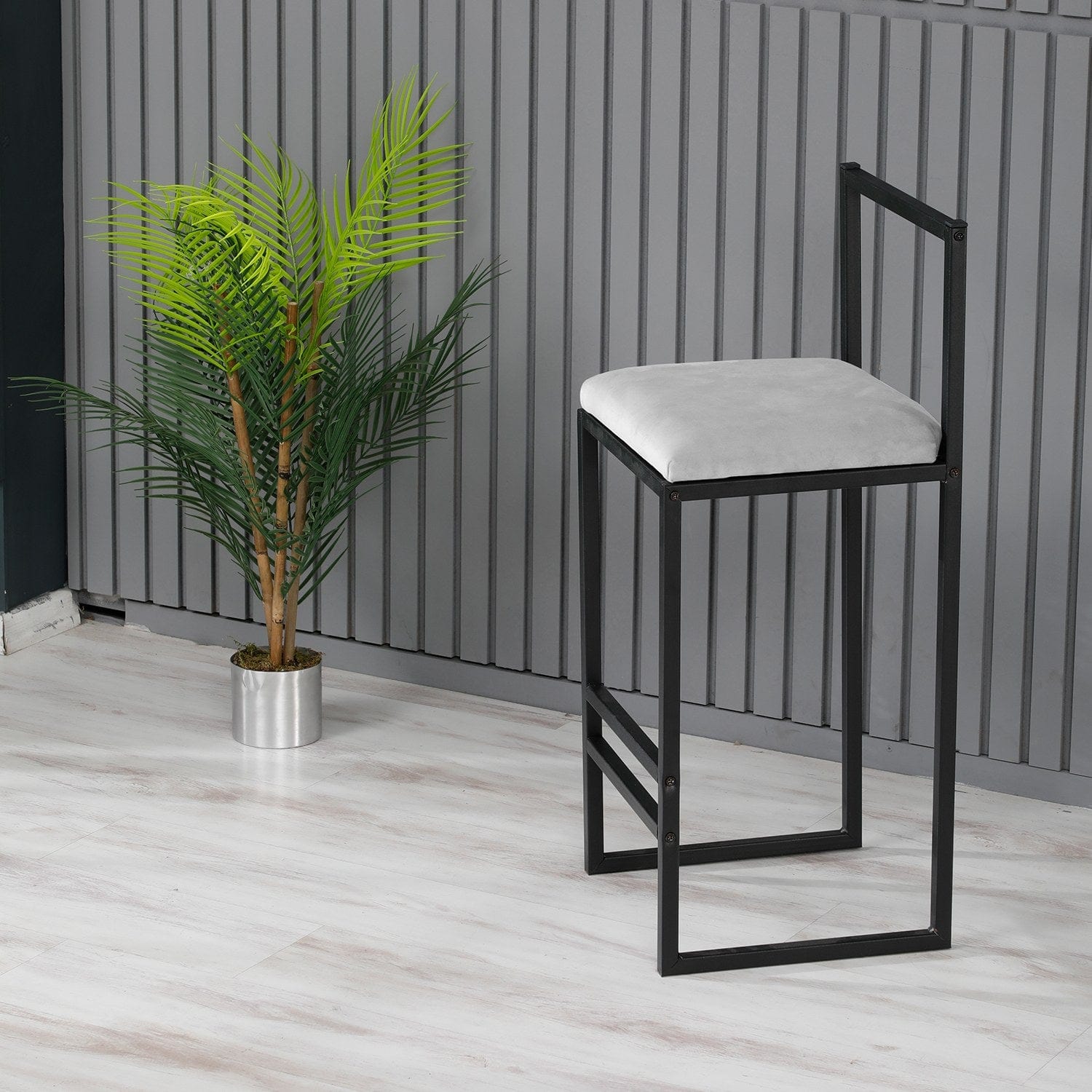Sgabello da bar in velluto Nordic Grigio (1)