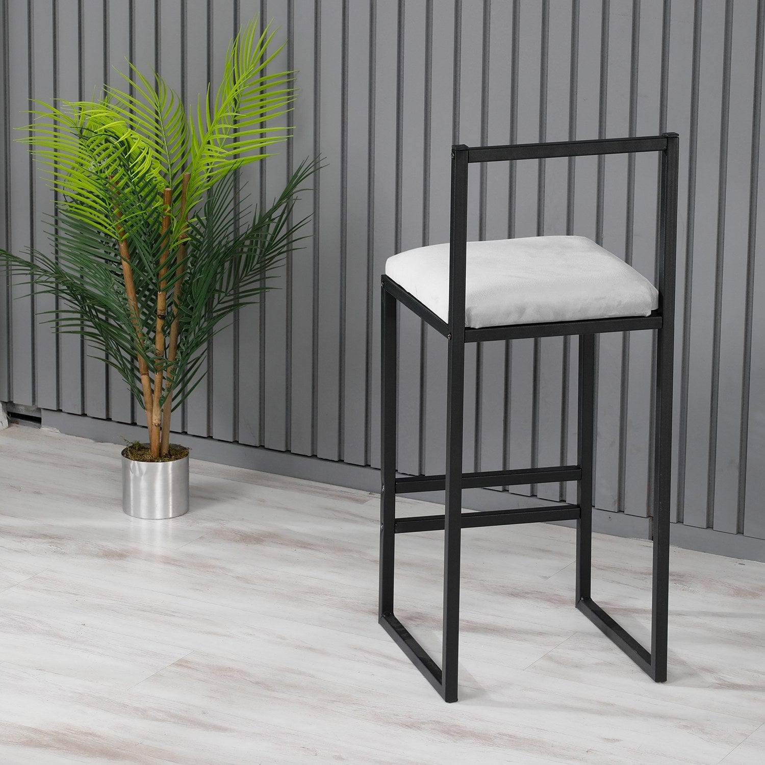 Sgabello da bar in velluto Nordic Grigio (2)