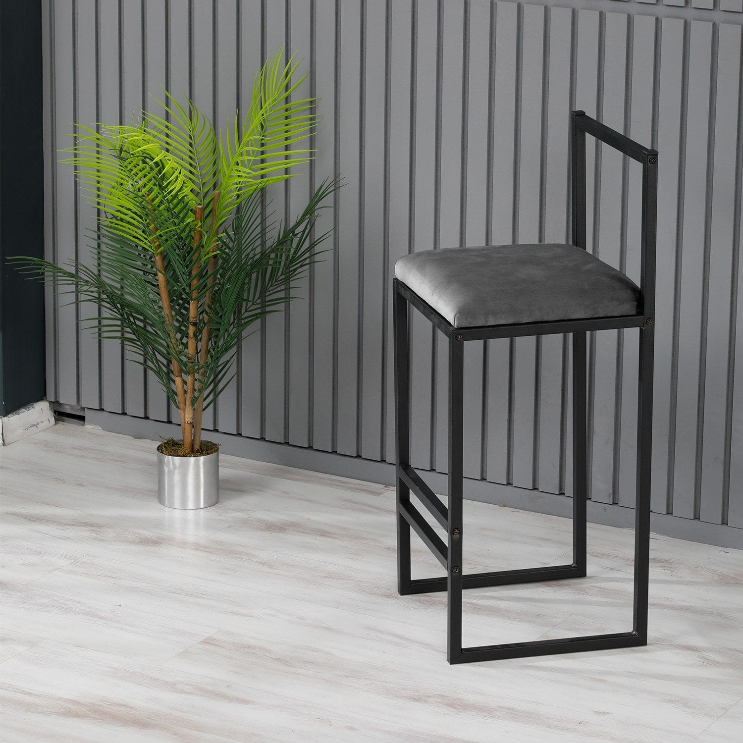 Sgabello da bar in velluto Nordic Grigio (1)