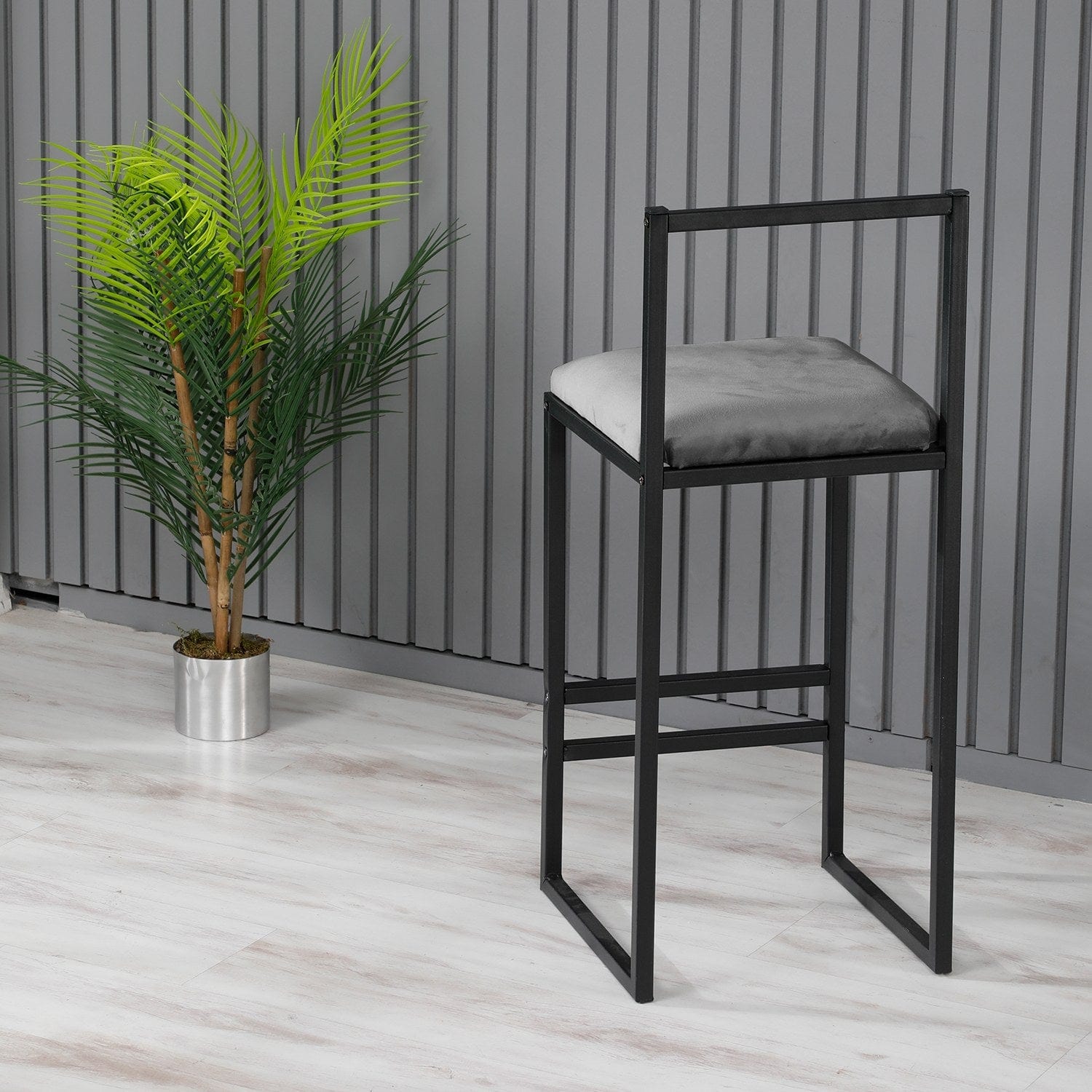 Sgabello da bar in velluto Nordic Grigio (2)