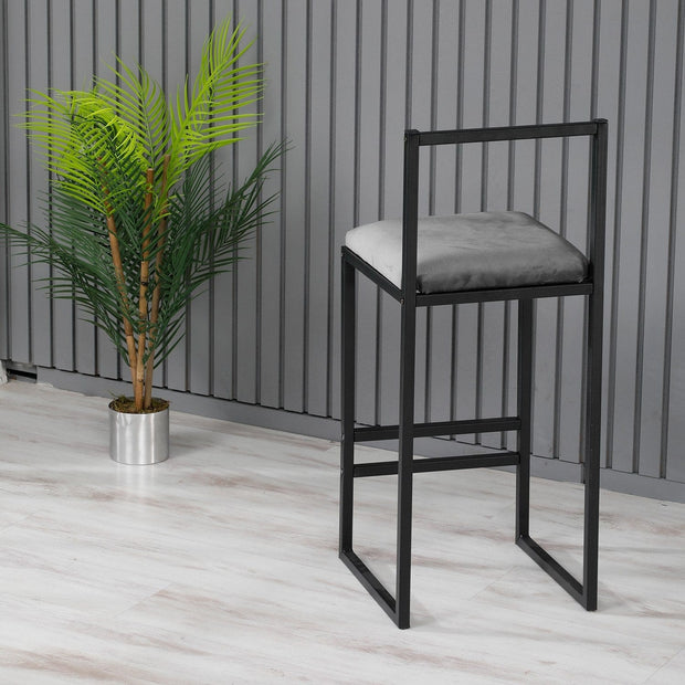 Sgabello da bar in velluto Nordic Grigio (2)