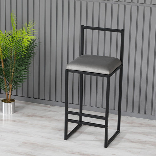 Sgabello da bar in velluto Nordic Grigio