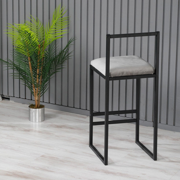 Sgabello da bar in velluto Nordic Grigio (2)