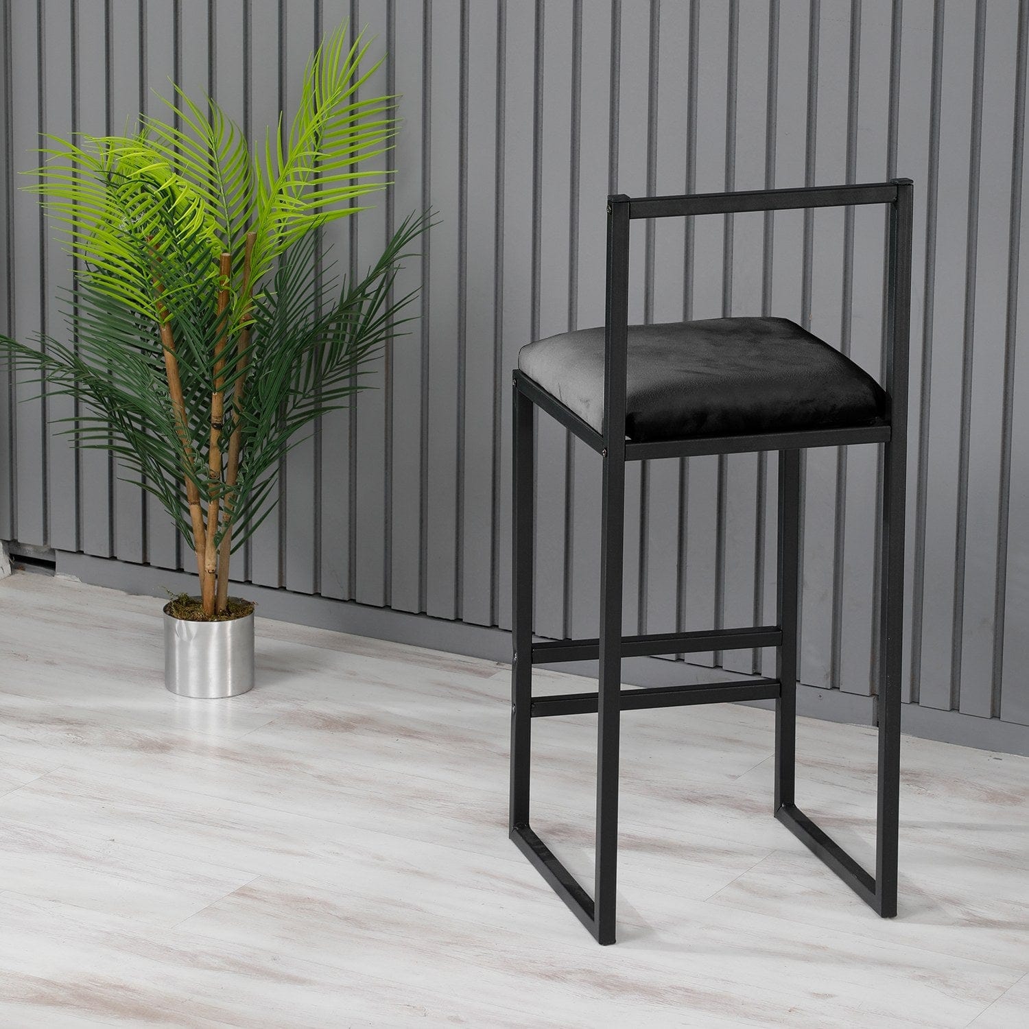 Sgabello da bar in velluto Nordic Nero (2)
