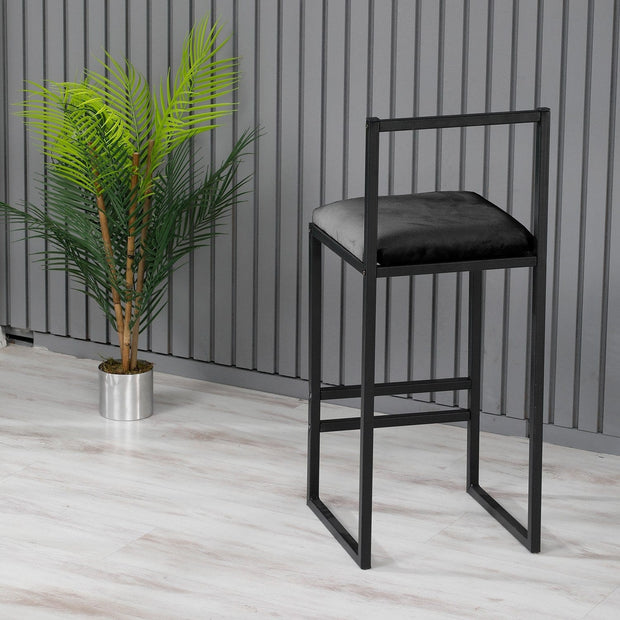 Sgabello da bar in velluto Nordic Nero (2)
