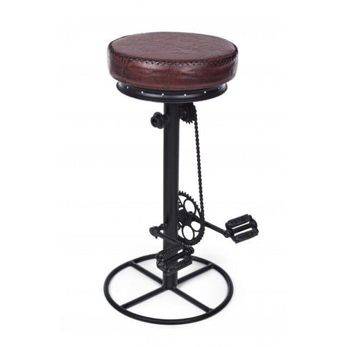 Bizzotto Sgabello da bar pelle naturale Cycle Marrone