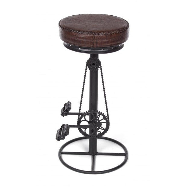 Bizzotto Sgabello da bar pelle naturale Cycle Marrone