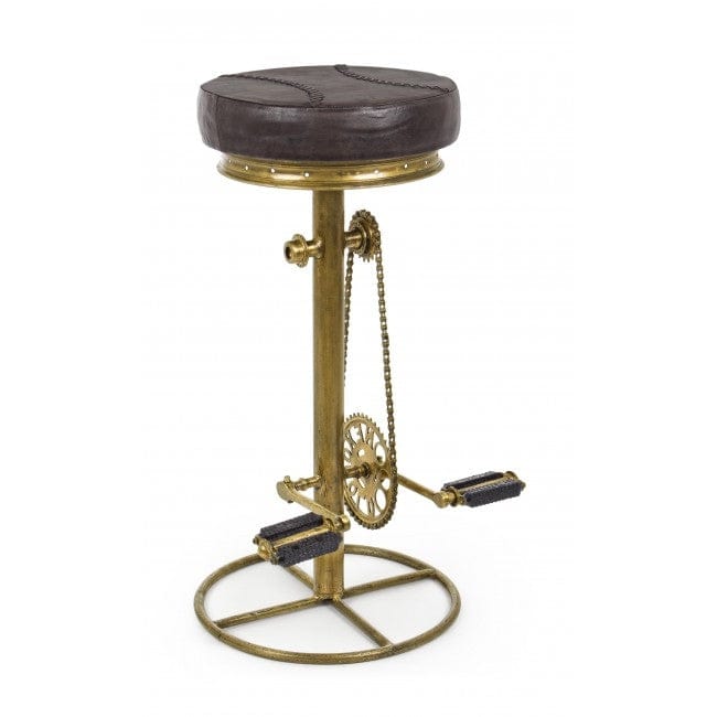 Bizzotto Sgabello da bar pelle naturale Cycle Marrone