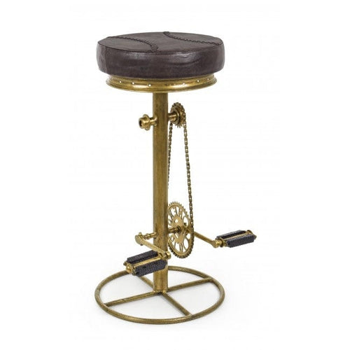 Bizzotto Sgabello da bar pelle naturale Cycle Marrone
