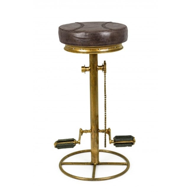 Bizzotto Sgabello da bar pelle naturale Cycle Marrone