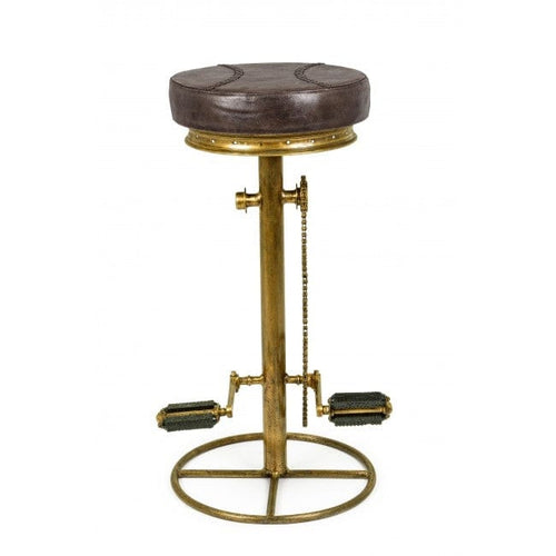 Bizzotto Sgabello da bar pelle naturale Cycle Marrone
