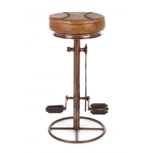 Bizzotto Sgabello da bar pelle naturale Cycle Rame