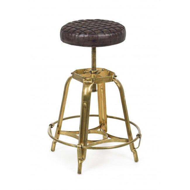 Bizzotto Sgabello da bar pelle naturale Mendez H Marrone