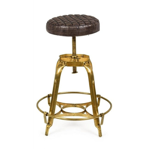 Bizzotto Sgabello da bar pelle naturale Mendez H Marrone