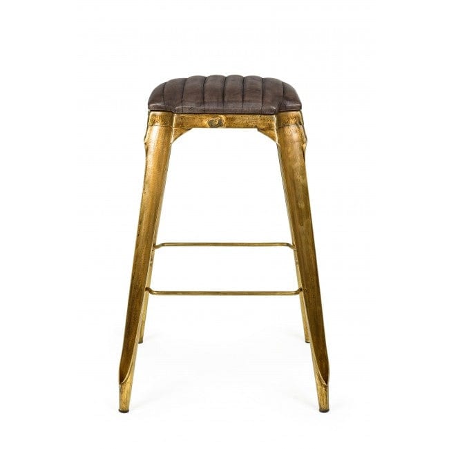 Bizzotto Sgabello da bar pelle naturale Mendez Marrone