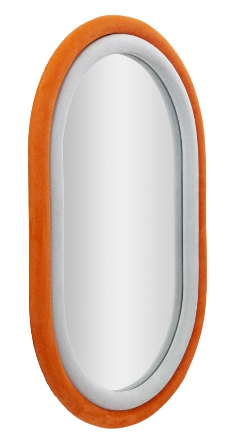 Specchio Da Muro Antony Velluto Arancio/Mix cm 60x4x90 (Misura Spec.cm44,5x74,5) (1)