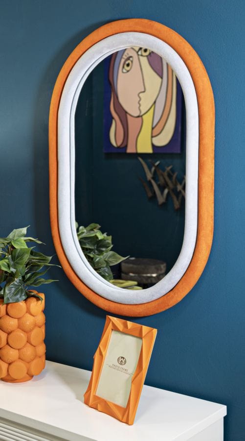 Specchio Da Muro Antony Velluto Arancio/Mix cm 60x4x90 (Misura Spec.cm44,5x74,5) (4)